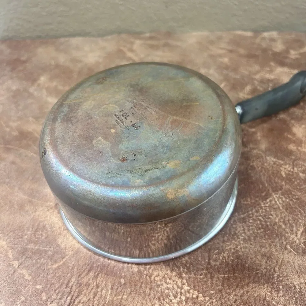 Revere Ware 1 Qt Saucepan Clinton Ill USA Stainless - Copper Bottom